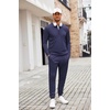 image:imageCOOFANDY Mens Tracksuit 2 Piece Quarter Zip Polo Athletic Sweatsuits Casual Running Jogging Sport Suit SetsNavy Blue