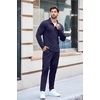 image:imageCOOFANDY Mens Tracksuit 2 Piece Quarter Zip Polo Athletic Sweatsuits Casual Running Jogging Sport Suit SetsNavy Blue
