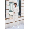 image:imageCOOFANDY Mens Tracksuit 2 Piece Quarter Zip Polo Athletic Sweatsuits Casual Running Jogging Sport Suit SetsWhite