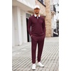 image:imageCOOFANDY Mens Tracksuit 2 Piece Quarter Zip Polo Athletic Sweatsuits Casual Running Jogging Sport Suit SetsWine Red