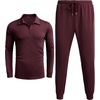 image:imageCOOFANDY Mens Tracksuit 2 Piece Quarter Zip Polo Athletic Sweatsuits Casual Running Jogging Sport Suit SetsWine Red
