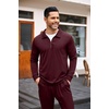 image:imageCOOFANDY Mens Tracksuit 2 Piece Quarter Zip Polo Athletic Sweatsuits Casual Running Jogging Sport Suit SetsWine Red