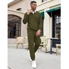 image:imageCOOFANDY Mens Tracksuit 2 Piece Quarter Zip Sweatsuit Sets Casual Athletic Running Jogging SuitsArmy Green