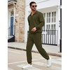 image:imageCOOFANDY Mens Tracksuit 2 Piece Quarter Zip Sweatsuit Sets Casual Athletic Running Jogging SuitsArmy Green