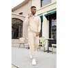 image:imageCOOFANDY Mens Tracksuit 2 Piece Quarter Zip Sweatsuit Sets Casual Athletic Running Jogging SuitsBeige
