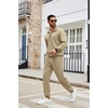 image:imageCOOFANDY Mens Tracksuit 2 Piece Quarter Zip Sweatsuit Sets Casual Athletic Running Jogging SuitsCoffee