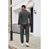 image:imageCOOFANDY Mens Tracksuit 2 Piece Quarter Zip Sweatsuit Sets Casual Athletic Running Jogging SuitsDark Grey