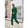 image:imageCOOFANDY Mens Tracksuit 2 Piece Quarter Zip Sweatsuit Sets Casual Athletic Running Jogging SuitsGreen