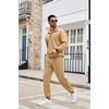 image:imageCOOFANDY Mens Tracksuit 2 Piece Quarter Zip Sweatsuit Sets Casual Athletic Running Jogging SuitsKhaki