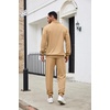 image:imageCOOFANDY Mens Tracksuit 2 Piece Quarter Zip Sweatsuit Sets Casual Athletic Running Jogging SuitsKhaki