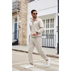 image:imageCOOFANDY Mens Tracksuit 2 Piece Quarter Zip Sweatsuit Sets Casual Athletic Running Jogging SuitsLight Gray