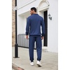 image:imageCOOFANDY Mens Tracksuit 2 Piece Quarter Zip Sweatsuit Sets Casual Athletic Running Jogging SuitsNavy Blue