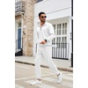 image:imageCOOFANDY Mens Tracksuit 2 Piece Quarter Zip Sweatsuit Sets Casual Athletic Running Jogging SuitsWhite