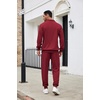 image:imageCOOFANDY Mens Tracksuit 2 Piece Quarter Zip Sweatsuit Sets Casual Athletic Running Jogging SuitsWine Red