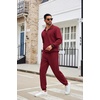 image:imageCOOFANDY Mens Tracksuit 2 Piece Quarter Zip Sweatsuit Sets Casual Athletic Running Jogging SuitsWine Red