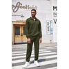 image:imageCOOFANDY Mens Tracksuit 2 Piece Quarter Zip Sweatsuit Workout Plaid Jacquard Jogging Suit SetArmy Green