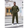 image:imageCOOFANDY Mens Tracksuit 2 Piece Quarter Zip Sweatsuit Workout Plaid Jacquard Jogging Suit SetArmy Green
