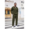 image:imageCOOFANDY Mens Tracksuit 2 Piece Quarter Zip Sweatsuit Workout Plaid Jacquard Jogging Suit SetArmy Green