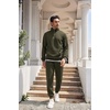 image:imageCOOFANDY Mens Tracksuit 2 Piece Quarter Zip Sweatsuit Workout Plaid Jacquard Jogging Suit SetArmy Green