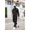 image:imageCOOFANDY Mens Tracksuit 2 Piece Quarter Zip Sweatsuit Workout Plaid Jacquard Jogging Suit SetBlack