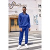 image:imageCOOFANDY Mens Tracksuit 2 Piece Quarter Zip Sweatsuit Workout Plaid Jacquard Jogging Suit SetBlue