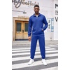 image:imageCOOFANDY Mens Tracksuit 2 Piece Quarter Zip Sweatsuit Workout Plaid Jacquard Jogging Suit SetBlue