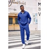 image:imageCOOFANDY Mens Tracksuit 2 Piece Quarter Zip Sweatsuit Workout Plaid Jacquard Jogging Suit SetBlue