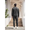 image:imageCOOFANDY Mens Tracksuit 2 Piece Quarter Zip Sweatsuit Workout Plaid Jacquard Jogging Suit SetDark Grey