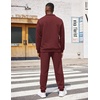 image:imageCOOFANDY Mens Tracksuit 2 Piece Quarter Zip Sweatsuit Workout Plaid Jacquard Jogging Suit SetDark Red