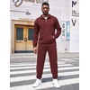 image:imageCOOFANDY Mens Tracksuit 2 Piece Quarter Zip Sweatsuit Workout Plaid Jacquard Jogging Suit SetDark Red