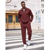 image:imageCOOFANDY Mens Tracksuit 2 Piece Quarter Zip Sweatsuit Workout Plaid Jacquard Jogging Suit SetDark Red