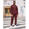 image:imageCOOFANDY Mens Tracksuit 2 Piece Quarter Zip Sweatsuit Workout Plaid Jacquard Jogging Suit SetDark Red