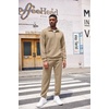 image:imageCOOFANDY Mens Tracksuit 2 Piece Quarter Zip Sweatsuit Workout Plaid Jacquard Jogging Suit SetKhaki