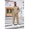 image:imageCOOFANDY Mens Tracksuit 2 Piece Quarter Zip Sweatsuit Workout Plaid Jacquard Jogging Suit SetKhaki