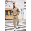 image:imageCOOFANDY Mens Tracksuit 2 Piece Quarter Zip Sweatsuit Workout Plaid Jacquard Jogging Suit SetKhaki