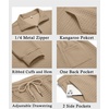 image:imageCOOFANDY Mens Tracksuit 2 Piece Quarter Zip Sweatsuit Workout Plaid Jacquard Jogging Suit SetKhaki