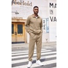 image:imageCOOFANDY Mens Tracksuit 2 Piece Quarter Zip Sweatsuit Workout Plaid Jacquard Jogging Suit SetKhaki