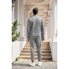 image:imageCOOFANDY Mens Tracksuit 2 Piece Quarter Zip Sweatsuit Workout Plaid Jacquard Jogging Suit SetLight Grey