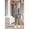 image:imageCOOFANDY Mens Tracksuit 2 Piece Quarter Zip Sweatsuit Workout Plaid Jacquard Jogging Suit SetLight Grey