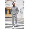 image:imageCOOFANDY Mens Tracksuit 2 Piece Quarter Zip Sweatsuit Workout Plaid Jacquard Jogging Suit SetLight Grey