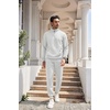 image:imageCOOFANDY Mens Tracksuit 2 Piece Quarter Zip Sweatsuit Workout Plaid Jacquard Jogging Suit SetWhite