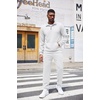 image:imageCOOFANDY Mens Tracksuit 2 Piece Quarter Zip Sweatsuit Workout Plaid Jacquard Jogging Suit SetWhite