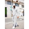 image:imageCOOFANDY Mens Tracksuit 2 Piece Quarter Zip Sweatsuit Workout Plaid Jacquard Jogging Suit SetWhite