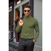 image:imageCOOFANDY Mens Turtleneck Shirts Slim Fit Shirt Tops Lightweight Pullover Thermal Sweater Casual Long Sleeve ShirtArmy Green