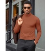 image:imageCOOFANDY Mens Turtleneck Shirts Slim Fit Shirt Tops Lightweight Pullover Thermal Sweater Casual Long Sleeve ShirtCaramel
