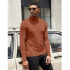 image:imageCOOFANDY Mens Turtleneck Shirts Slim Fit Shirt Tops Lightweight Pullover Thermal Sweater Casual Long Sleeve ShirtCaramel