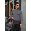 image:imageCOOFANDY Mens Turtleneck Shirts Slim Fit Shirt Tops Lightweight Pullover Thermal Sweater Casual Long Sleeve ShirtDark Grey