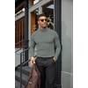 image:imageCOOFANDY Mens Turtleneck Shirts Slim Fit Shirt Tops Lightweight Pullover Thermal Sweater Casual Long Sleeve ShirtGray Green