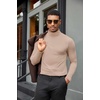 image:imageCOOFANDY Mens Turtleneck Shirts Slim Fit Shirt Tops Lightweight Pullover Thermal Sweater Casual Long Sleeve ShirtKhaki