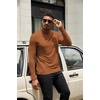 image:imageCOOFANDY Mens Turtleneck Shirts Slim Fit Shirt Tops Lightweight Pullover Thermal Sweater Casual Long Sleeve ShirtLight Brown